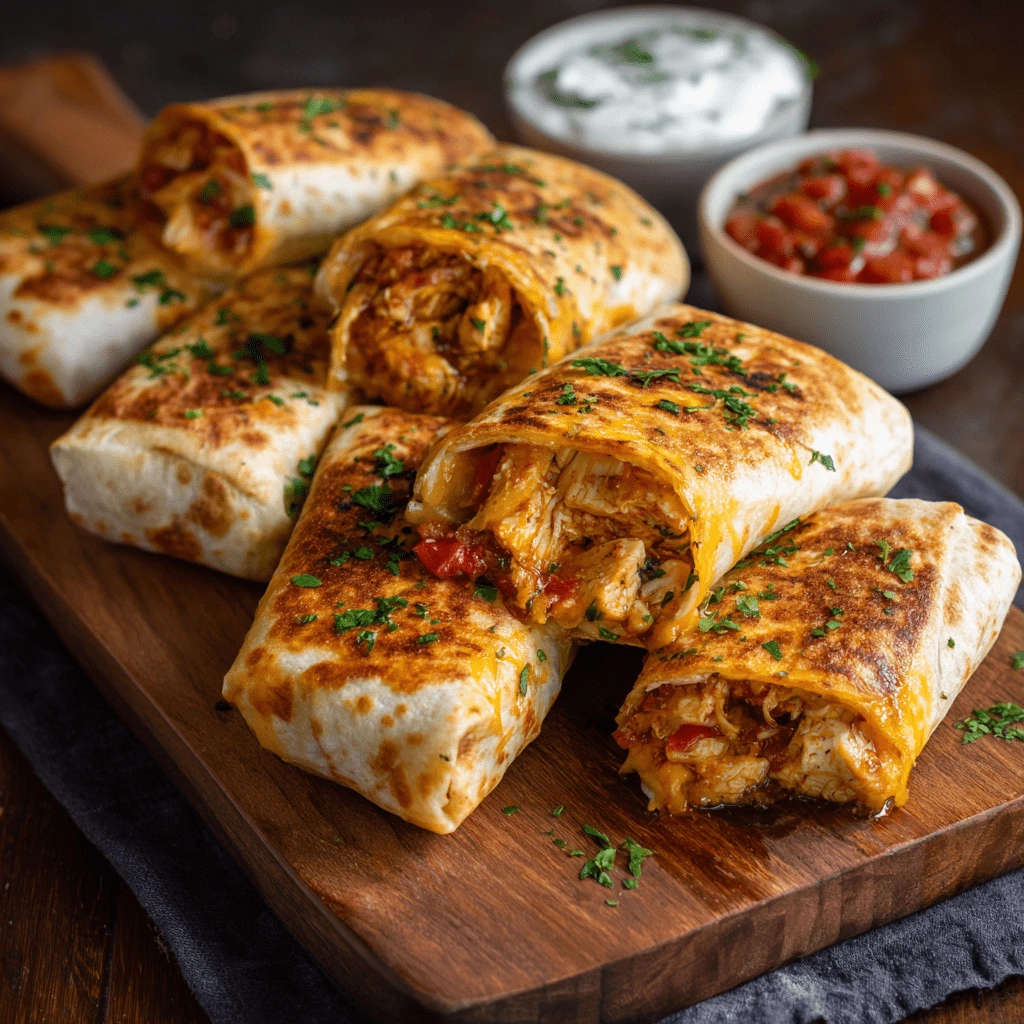 Cheesy Baked Chicken Chimichangas