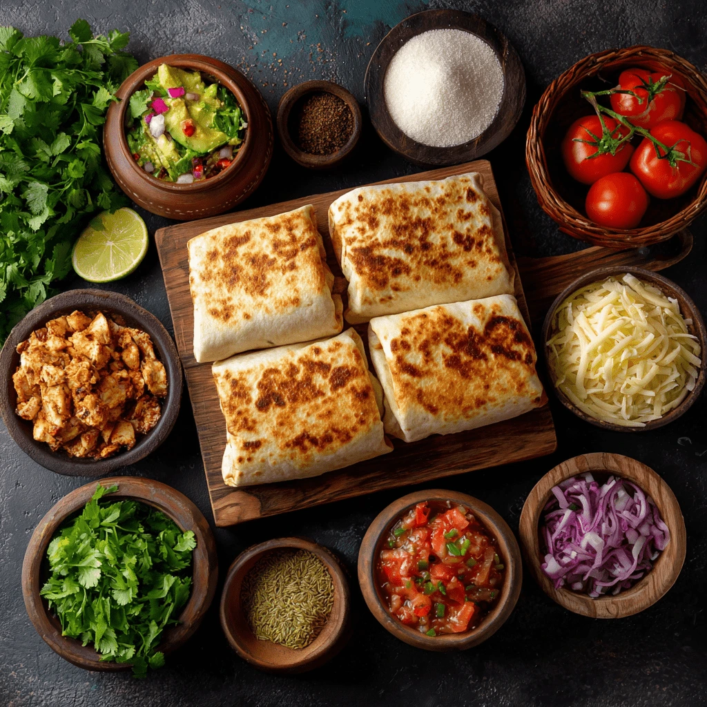ingredients for Cheesy Baked Chicken Chimichangas