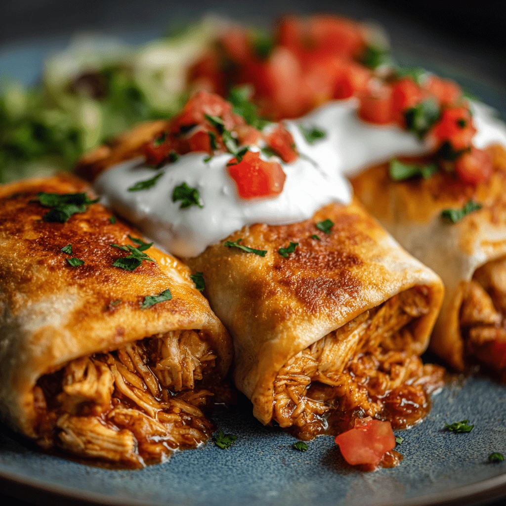 Baked Chicken Chimichangas in serving plate