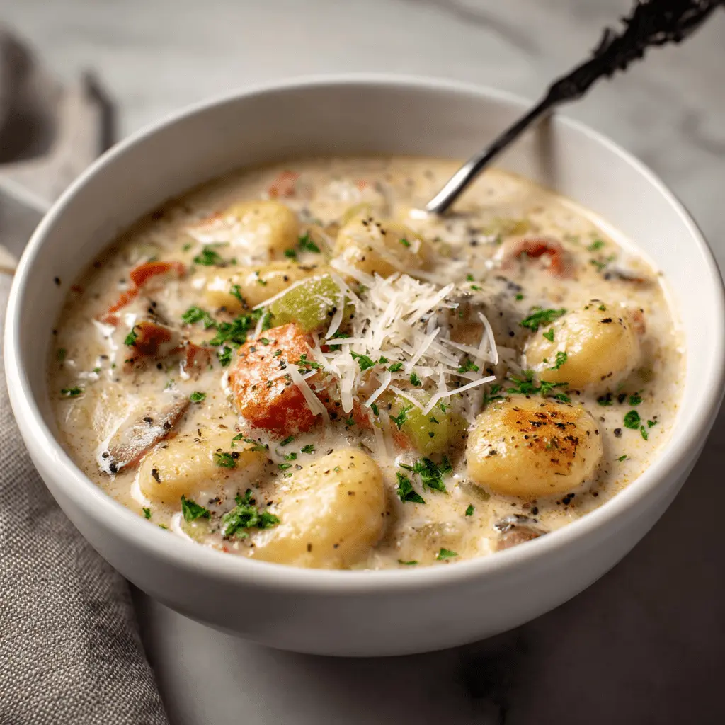 Delicious Creamy Crockpot Gnocchi Soup Recipe 3 soup in bowl