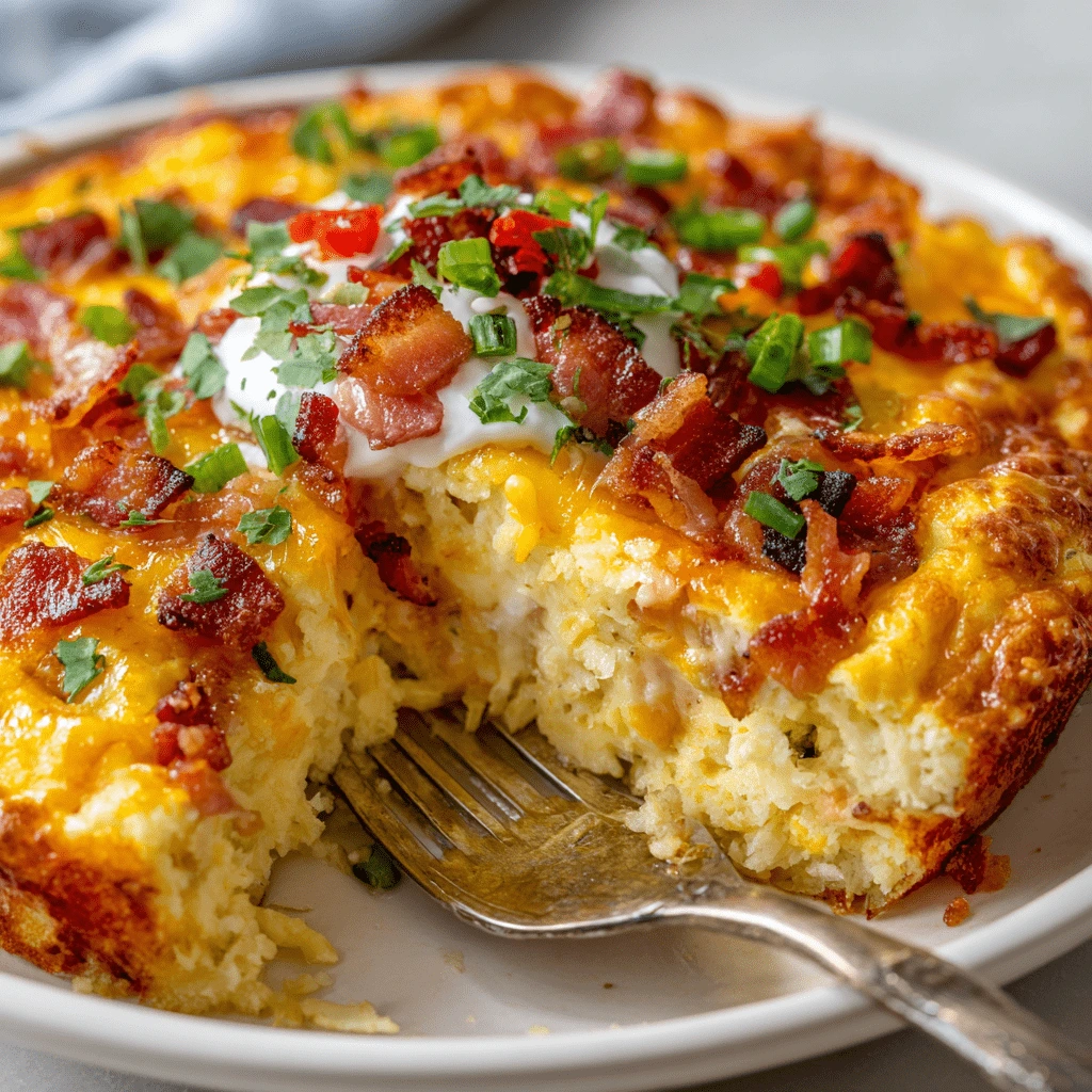 casserole in the plate with fork