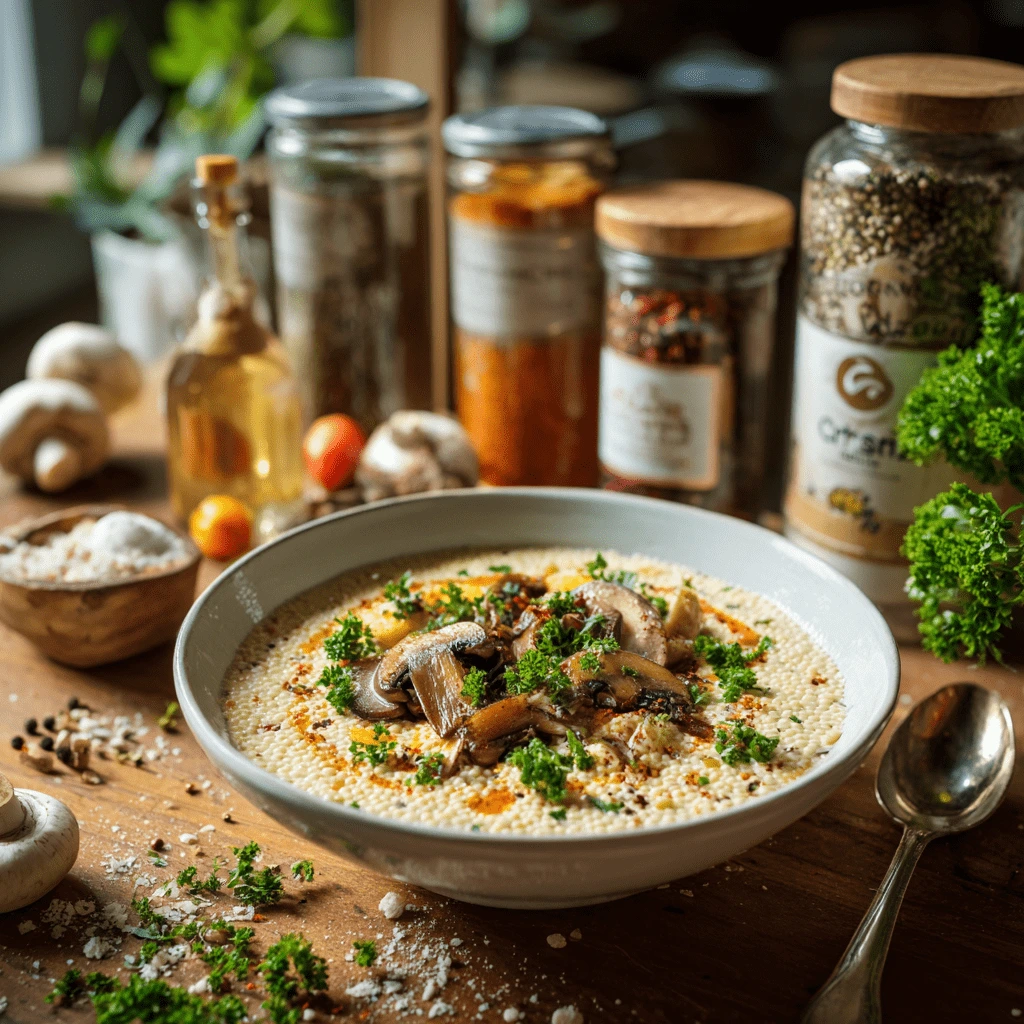 Creamy Mushroom Pearl Couscous Soup picture