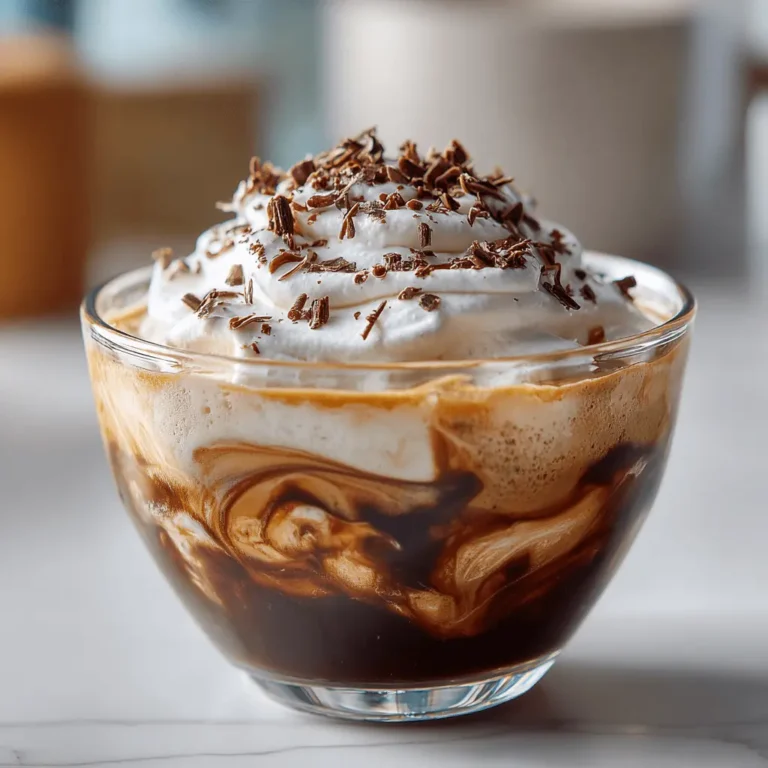 A closeup shot of Starbucks style affogato