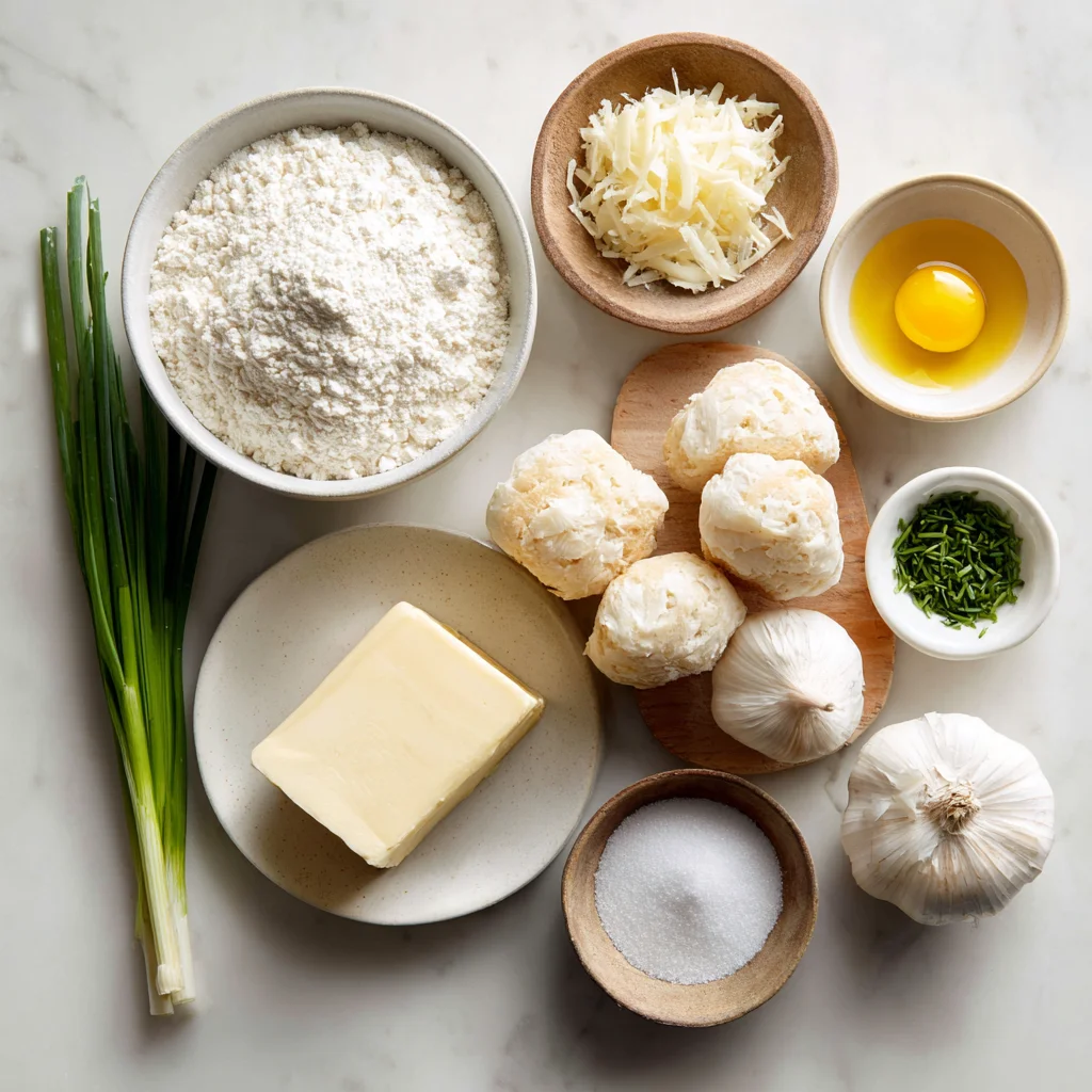 Ingredients for cheese garlic muffins recipe