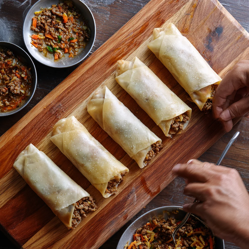 Fold and roll tightly, sealing the edges