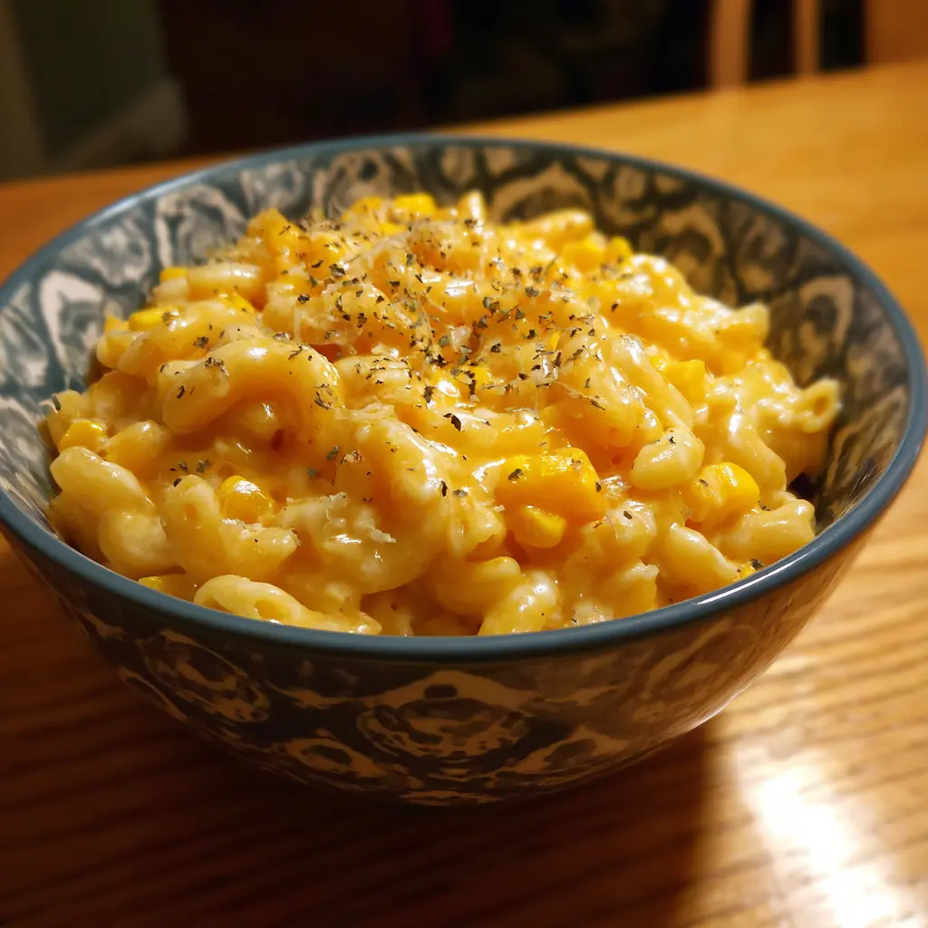 Crockpot Cheesy Sweet Corn Pasta 
