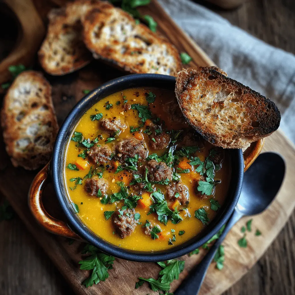 Italian Sausage Butternut Squash Soup 3 Italian Sausage Butternut Squash Soup with bun