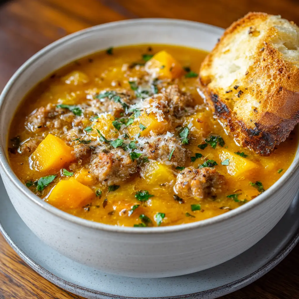 Italian Sausage Butternut Squash Soup photgraphy