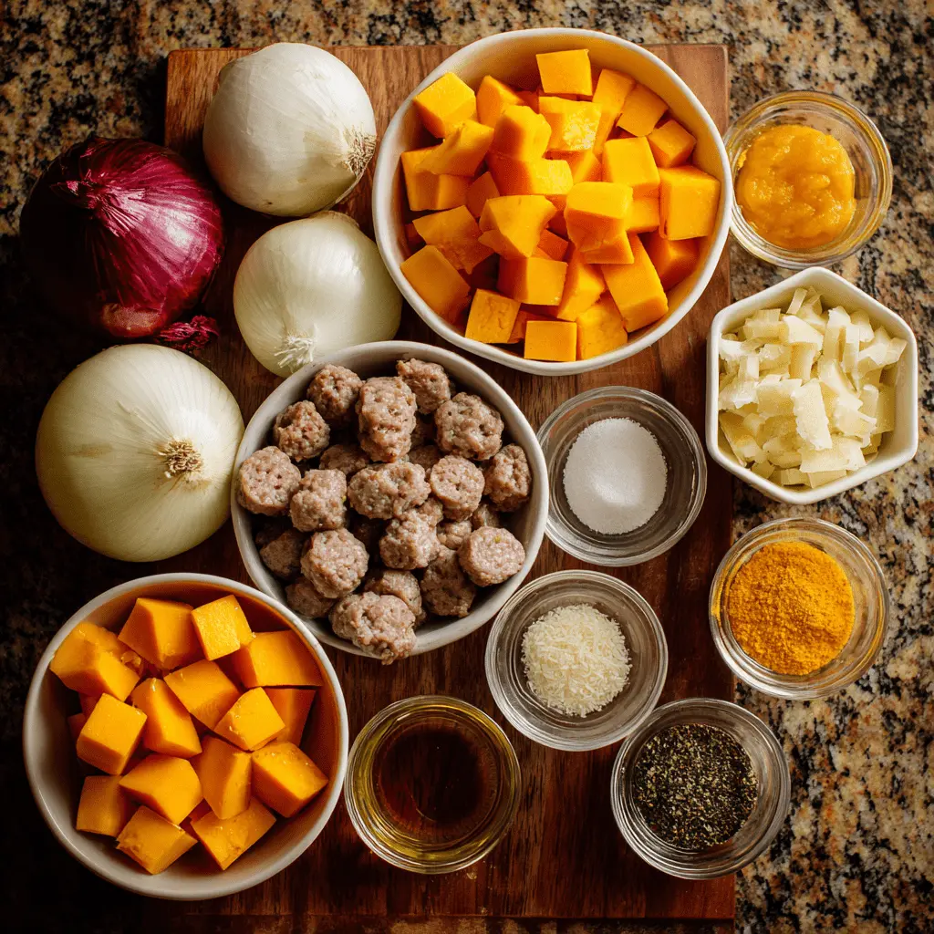 Italian Sausage Butternut Squash Soup 2 ingredients of Italian Sausage Butternut Squash Soup