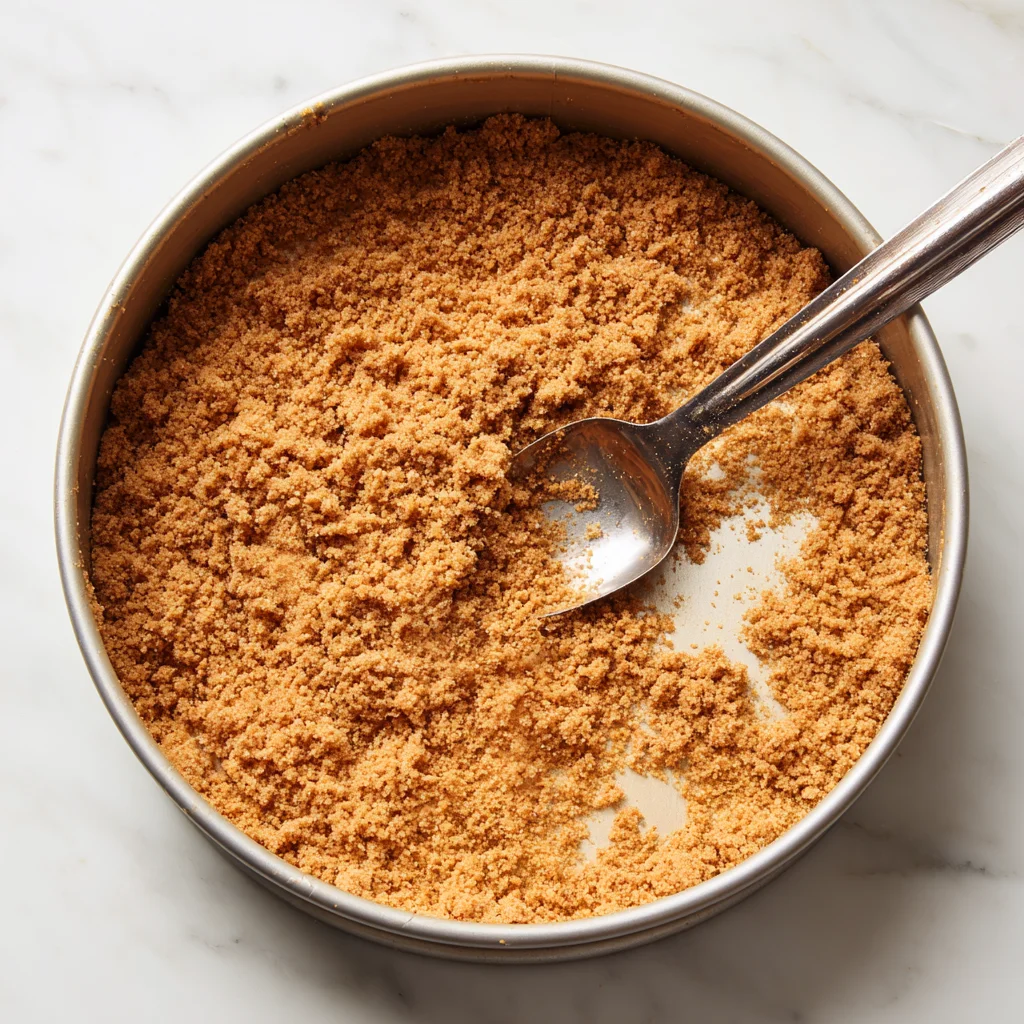 Mix graham cracker crumbs in pan