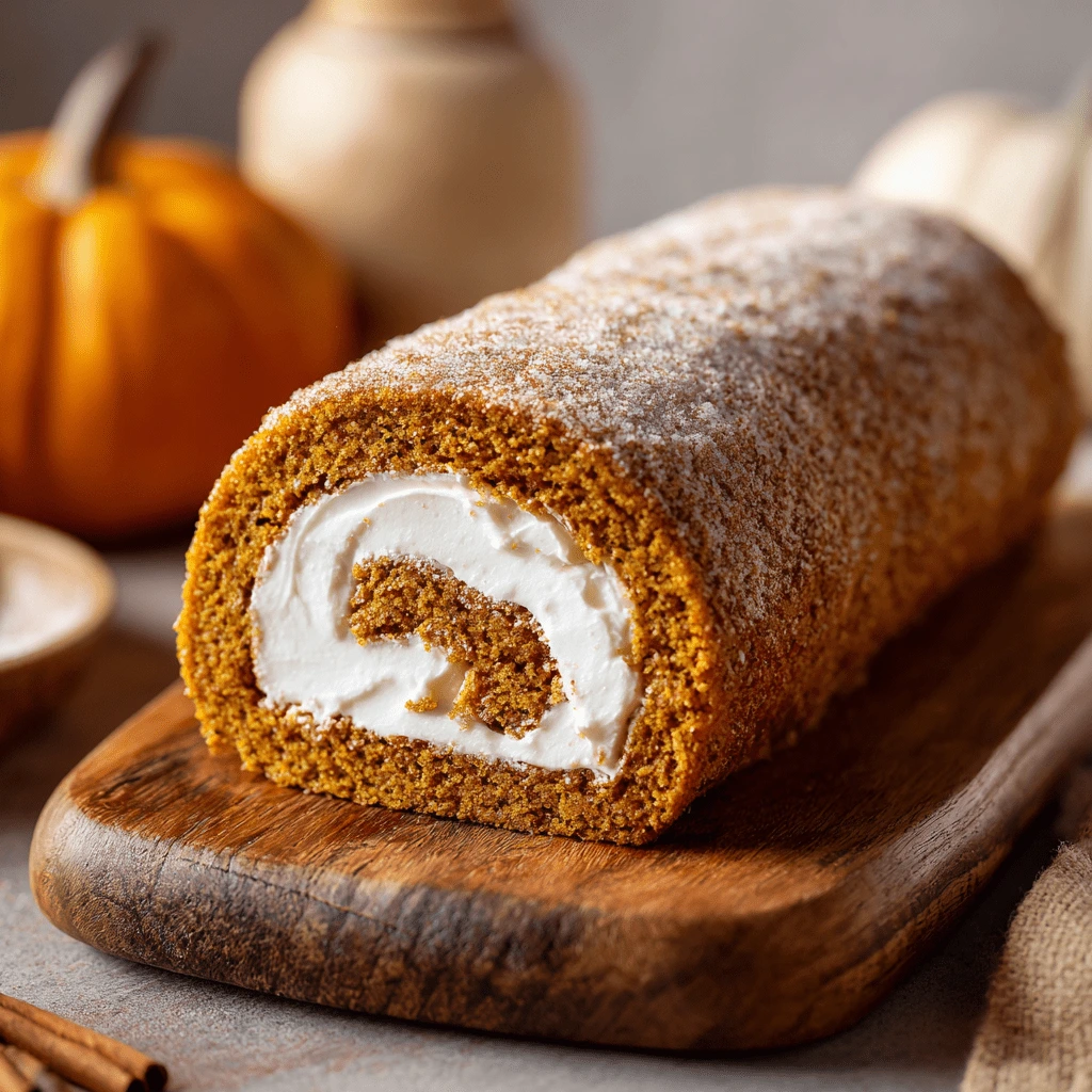 Libby’s Pumpkin Roll on wooden board photo