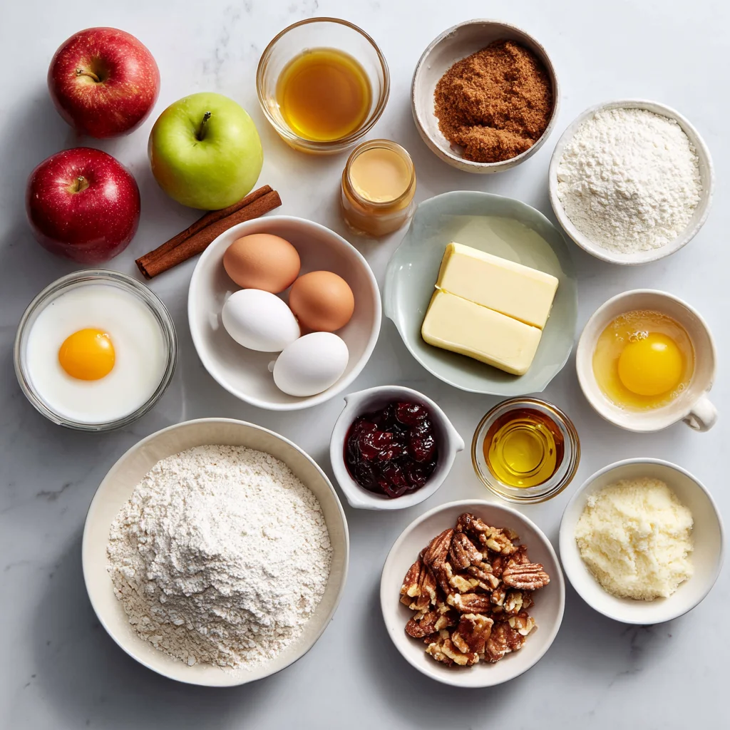 Mouthwatering Apple Fritter Cake – Warm, Cozy, and Impossible to Forget 2 Ingredients for mouthwatering apple fritter cake on kitchen counter