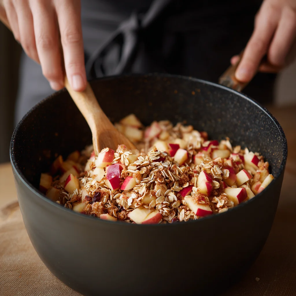 Oatmeal Apple Breakfast – Warm, Cozy, and Perfect for Slow Mornings 3 Mixing oatmeal apple breakfast mixture
