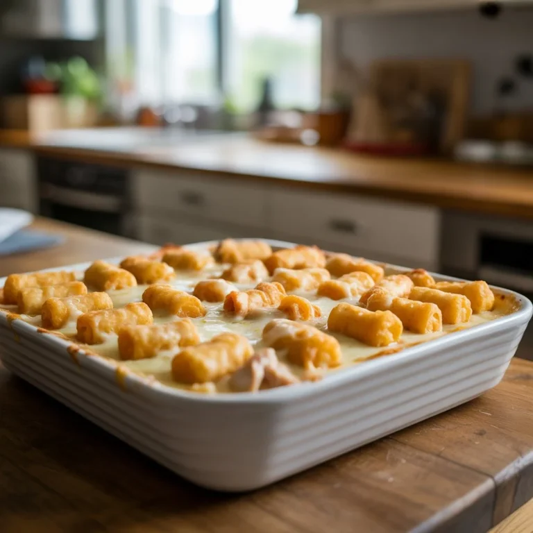 Chicken Alfredo Tater Tot Casserole