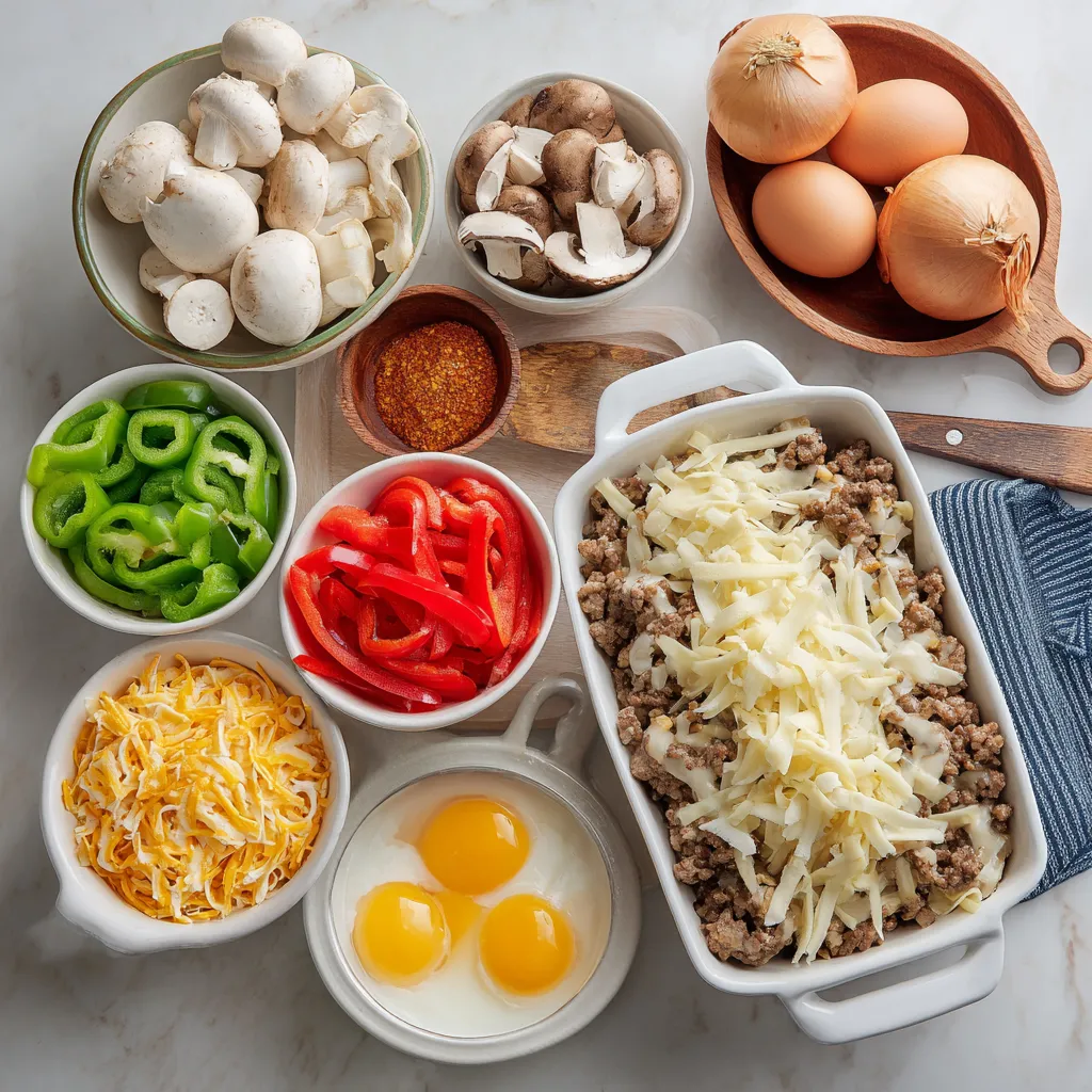 Philly Melt Casserole Bake ingredients