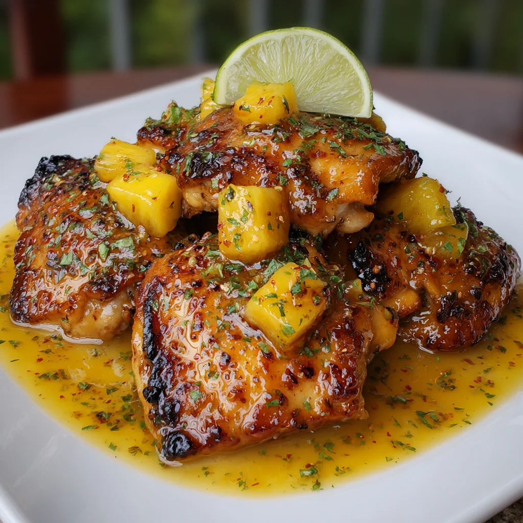 Pineapple Mango Glazed Chicken – Sticky, Tropical, and Full of Sunshine Flavor 6 Sticky pineapple mango glazed chicken ready to serve