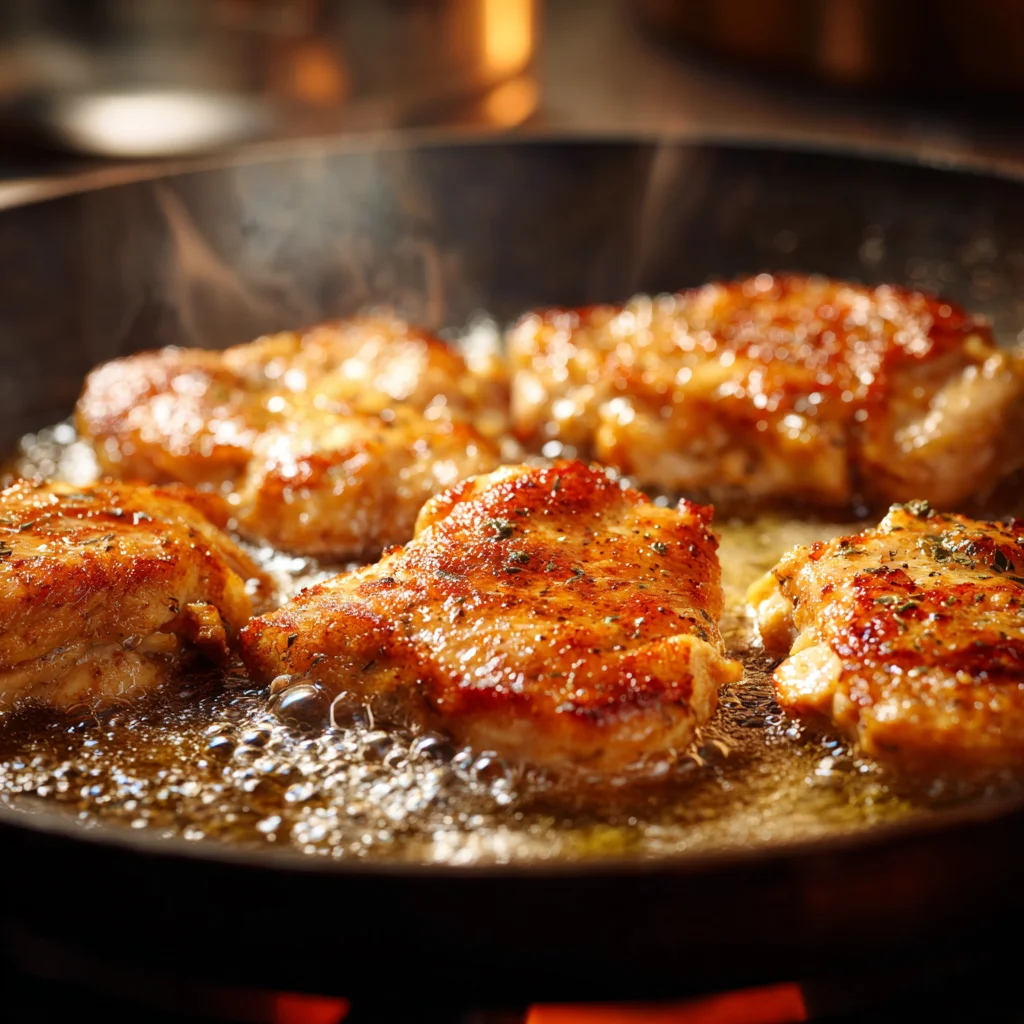 Pineapple Mango Glazed Chicken – Sticky, Tropical, and Full of Sunshine Flavor 4 Pineapple mango glaze cooking in pan for sticky chicken