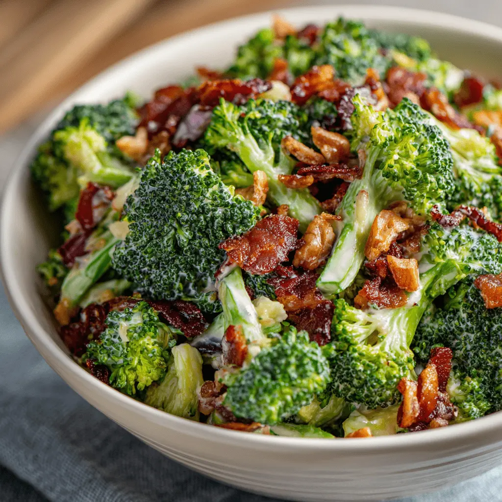 Amish Broccoli Salad — A Crunchy, Creamy & Old-Fashioned Family Favorite! 5 Amish Broccoli Salad in bowl