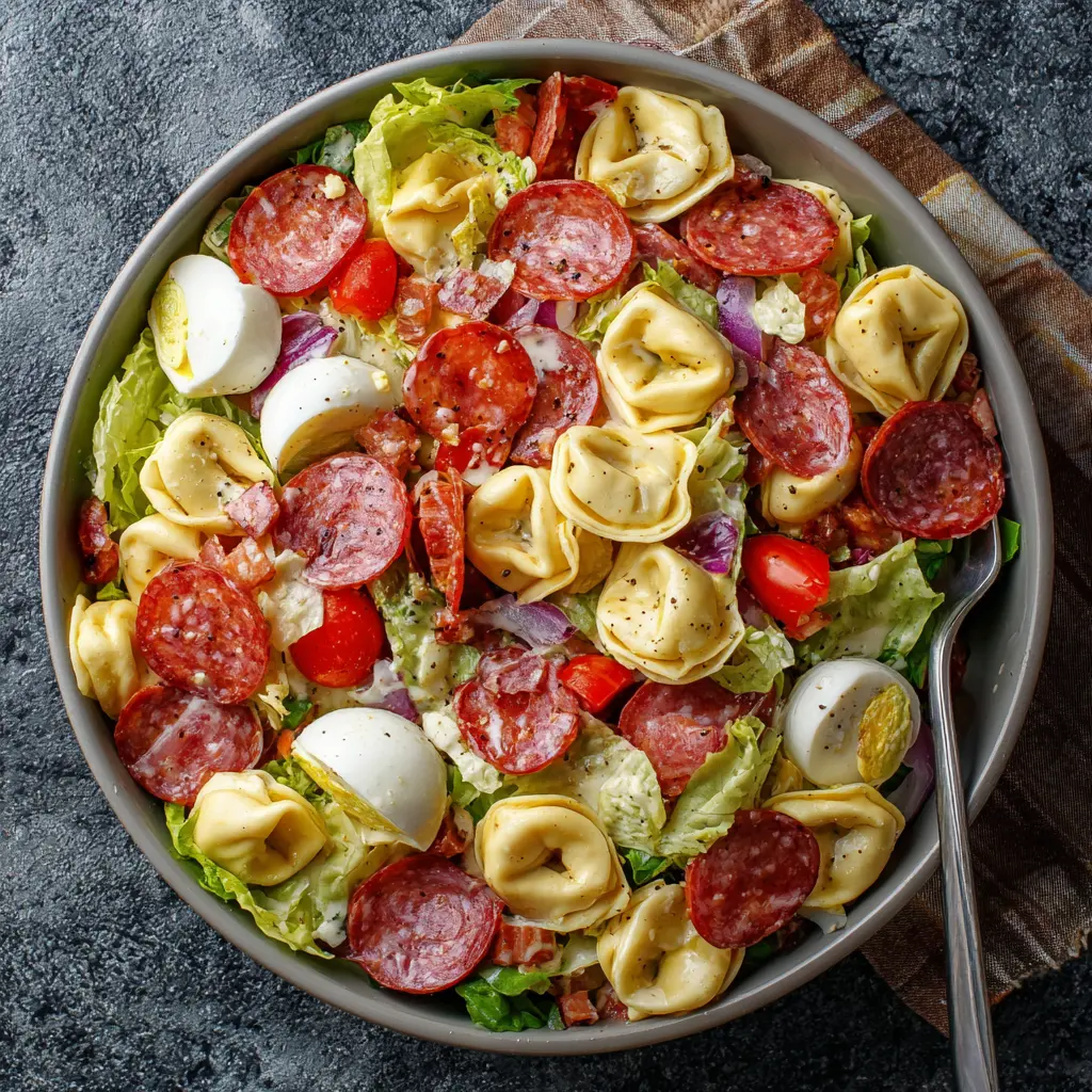 Flavor-Packed Salami Mozzarella Tortellini Salad 4 Salami Mozzarella Tortellini Salad recipe