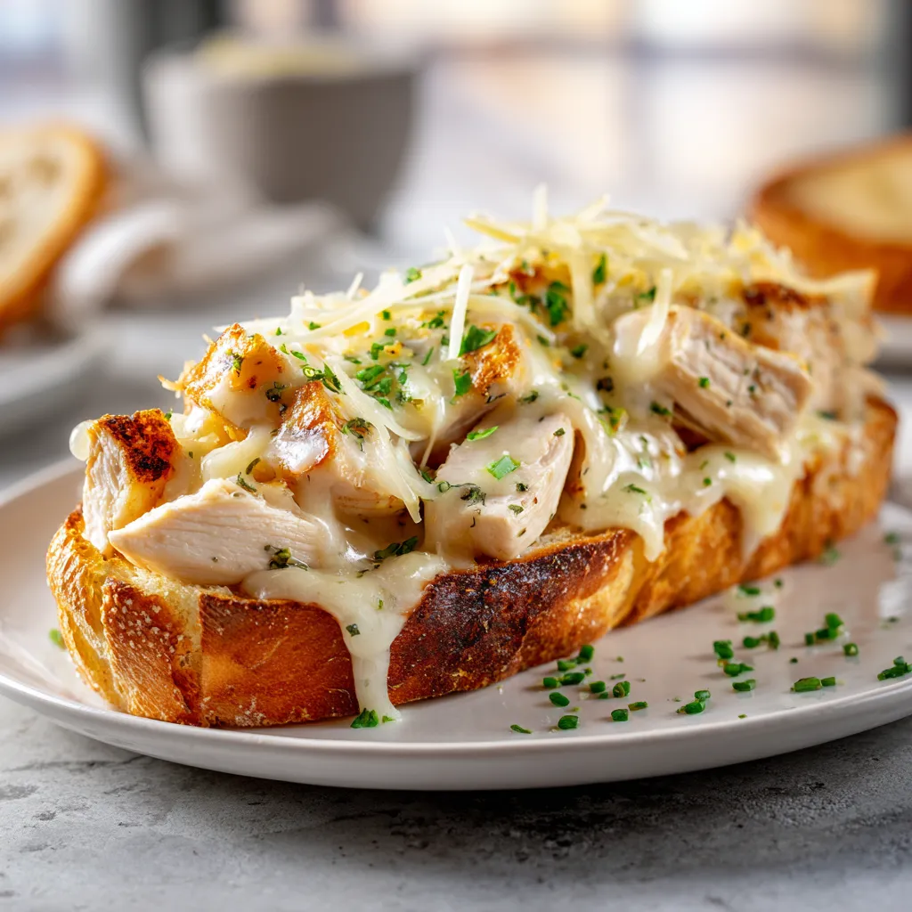 Chicken Alfredo Garlic Bread