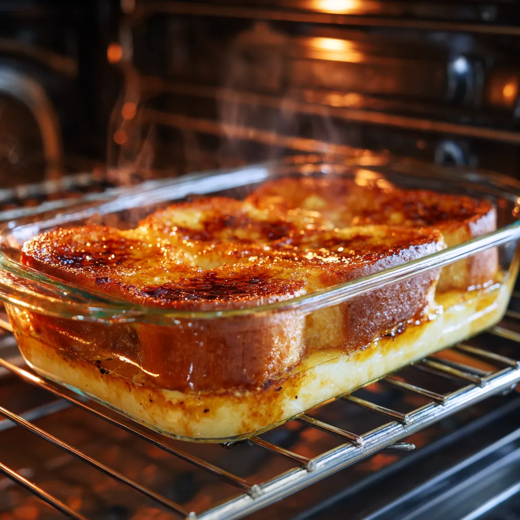 Creme Brulee French Toast That Turns Breakfast into a Decadent Experience 4 Creme Brulee French Toast baking in oven