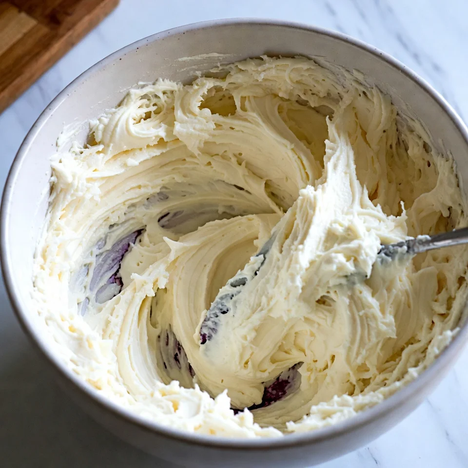 Mixing cheesecake batter for vanilla cheesecake bars