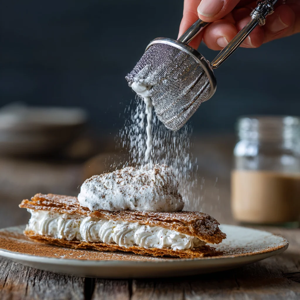 Vanilla cheesecake bars with chai whipped cream ready to serve