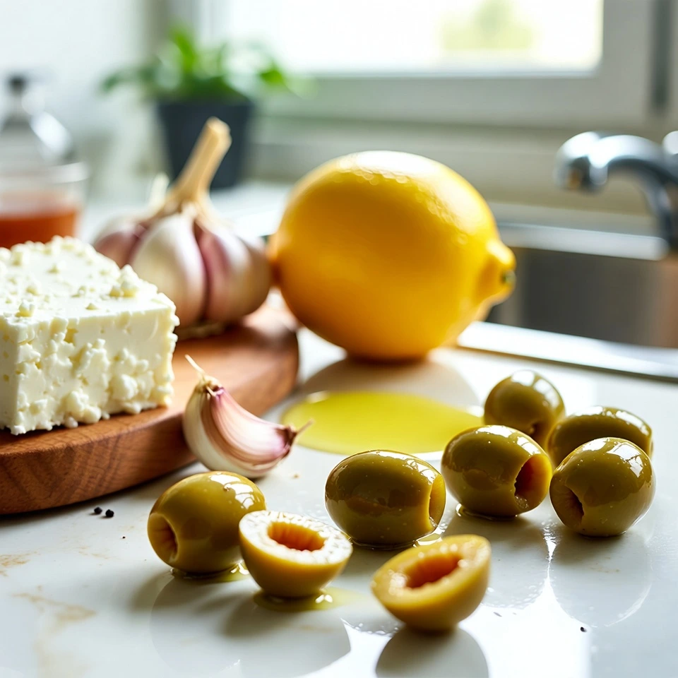 Green Olive and Feta Cheese Dip ingredients