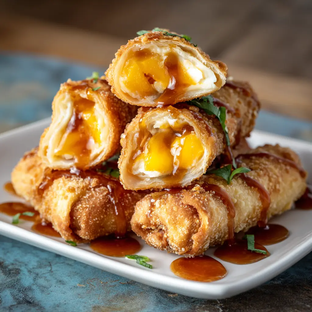 Peach Cobbler Egg Rolls