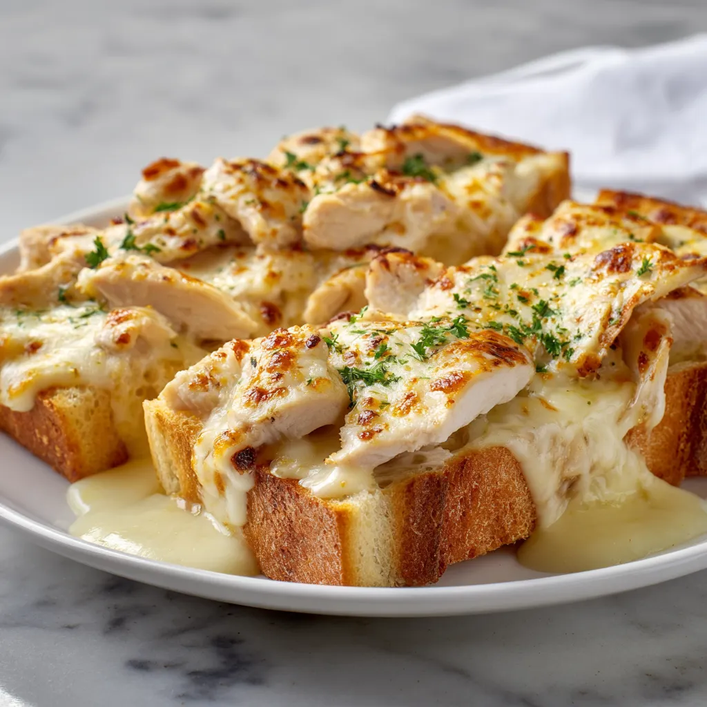 Chicken Alfredo Garlic Bread