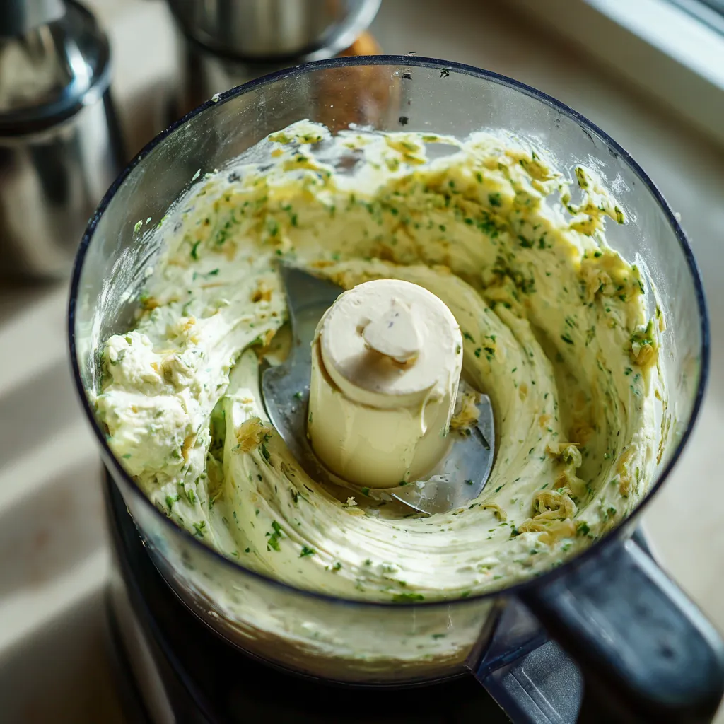 Green Olive and Feta Cheese Dip preparing