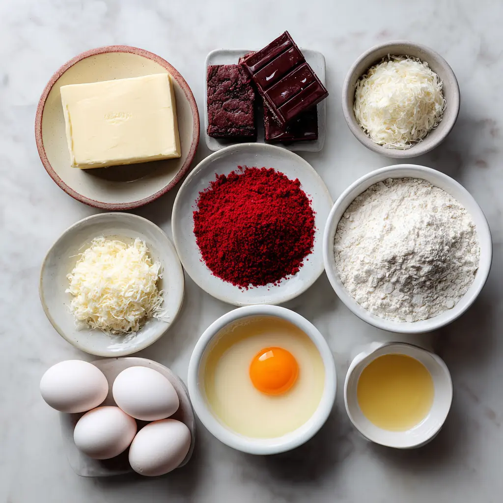 Red Velvet Cheesecake Brownies ingredents