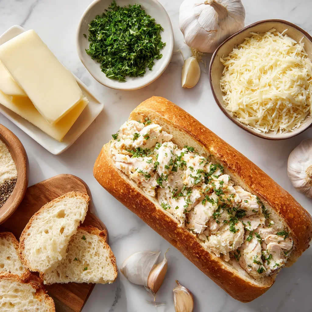 Chicken Alfredo Garlic Bread