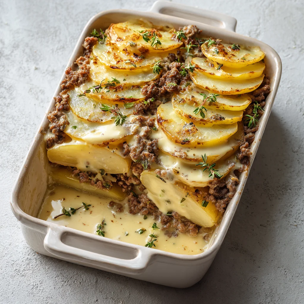 layering hamburger potato casserole