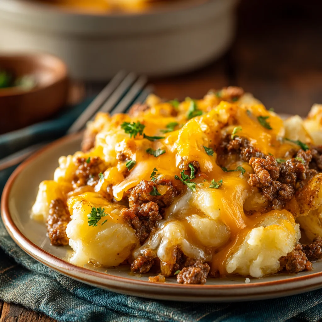 5 ingredient hamburger potato casserole served
