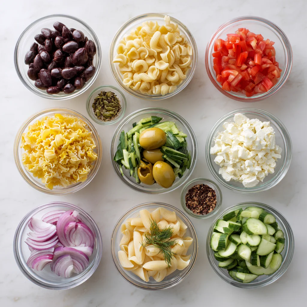 Ingredinets Ashley Mac’s Greek Pasta Salad