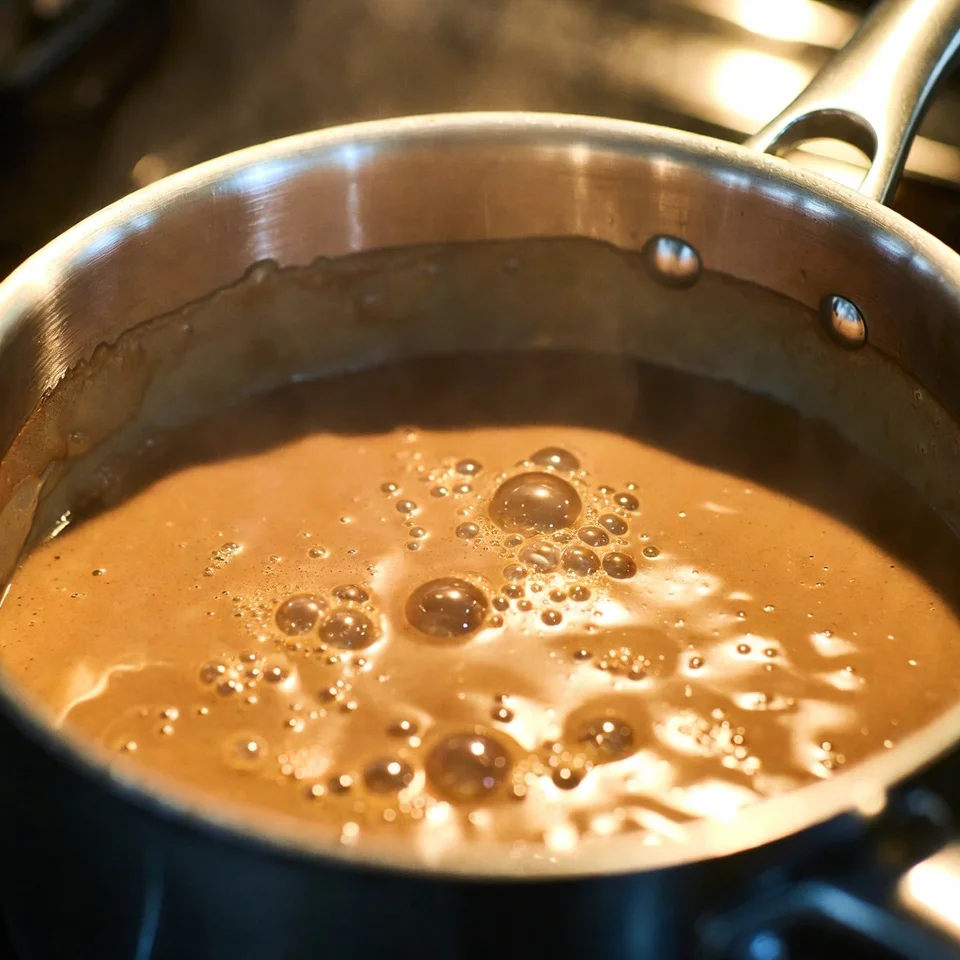 Brown Butter Fudge 3 Adding brown sugar and cream to browned butter for fudge
