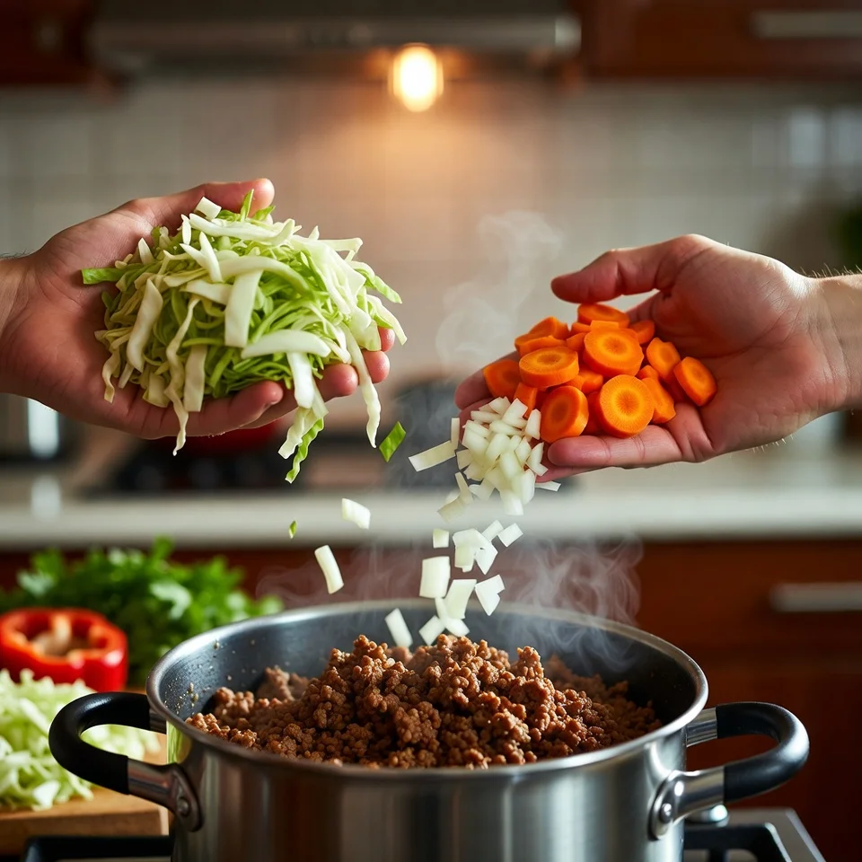 vegetable in ground beef 