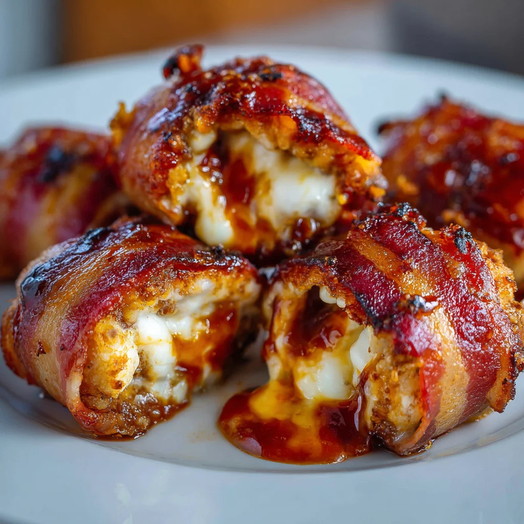 Cheddar Stuffed BBQ Bacon Bombs