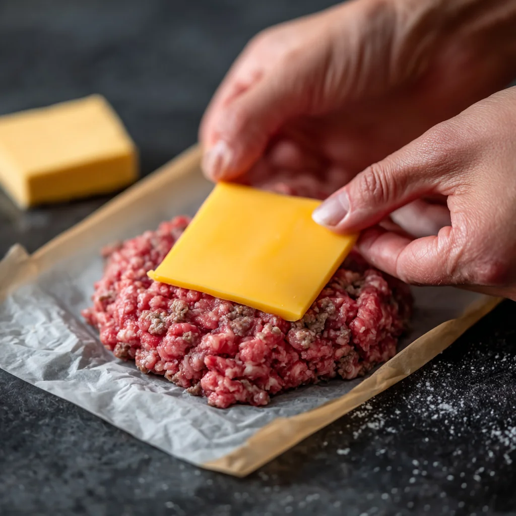 mix ground beef with salt, pepper, garlic powder, and onion powder.