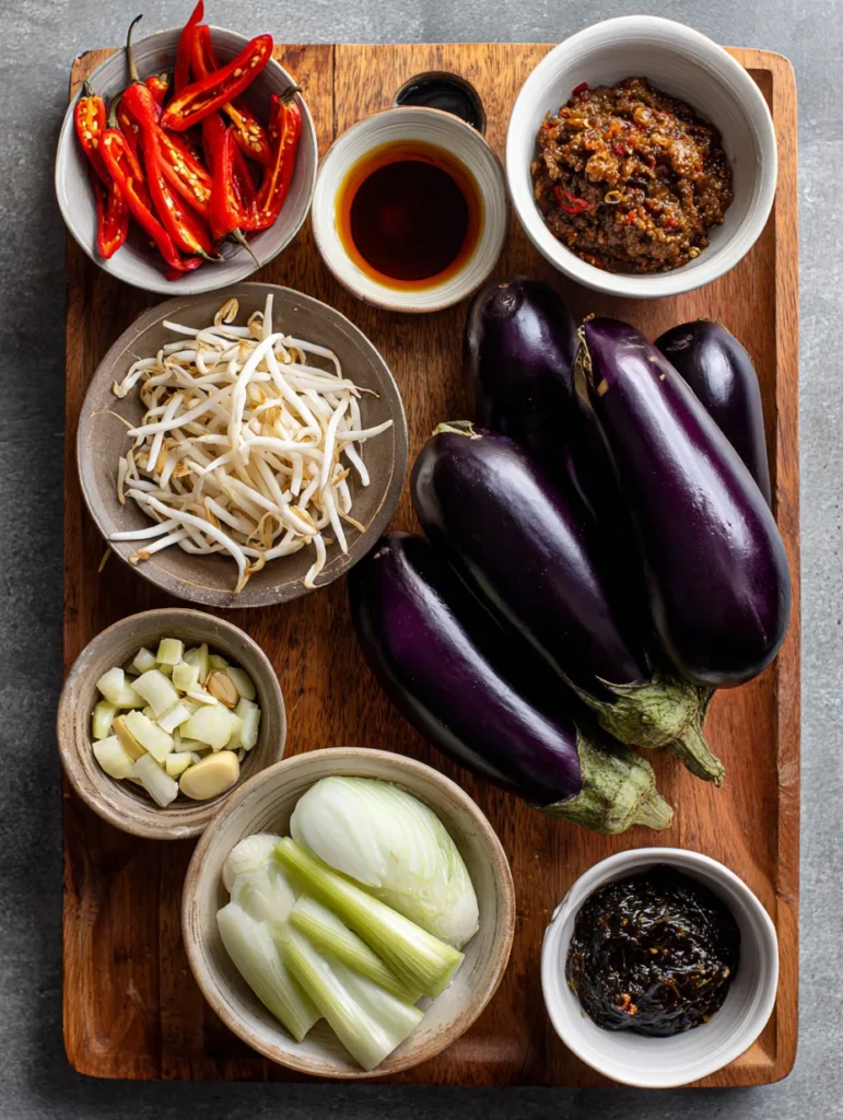 Ingredients used in Chinese eggplant in garlic sauce pork