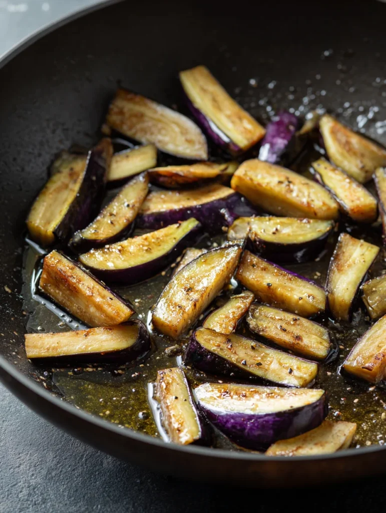 Cooking pork for Chinese eggplant garlic sauce