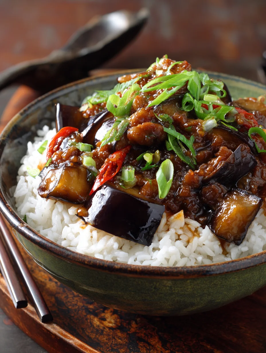 Chinese eggplant in garlic sauce pork