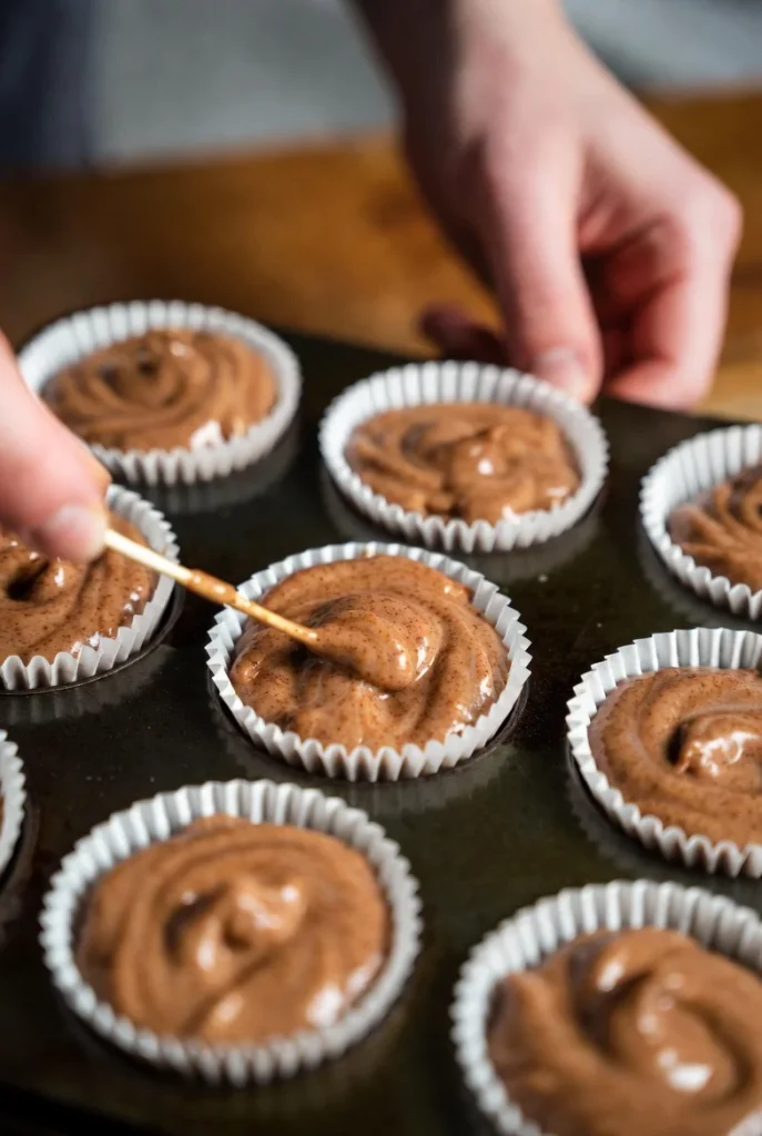 Cinnamon Roll Protein Muffins 5 assemble for bake Cinnamon Roll Protein Muffins