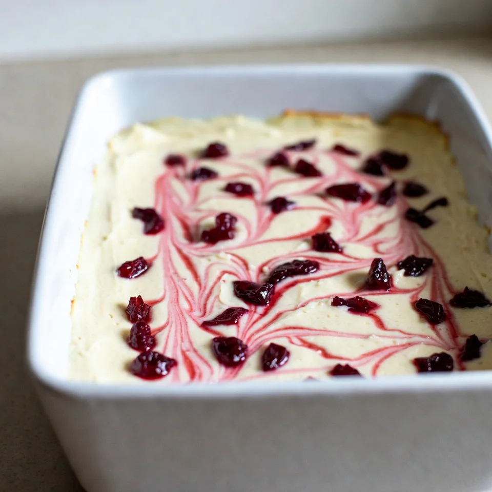 Cranberry cinnamon cheesecake bars before baking