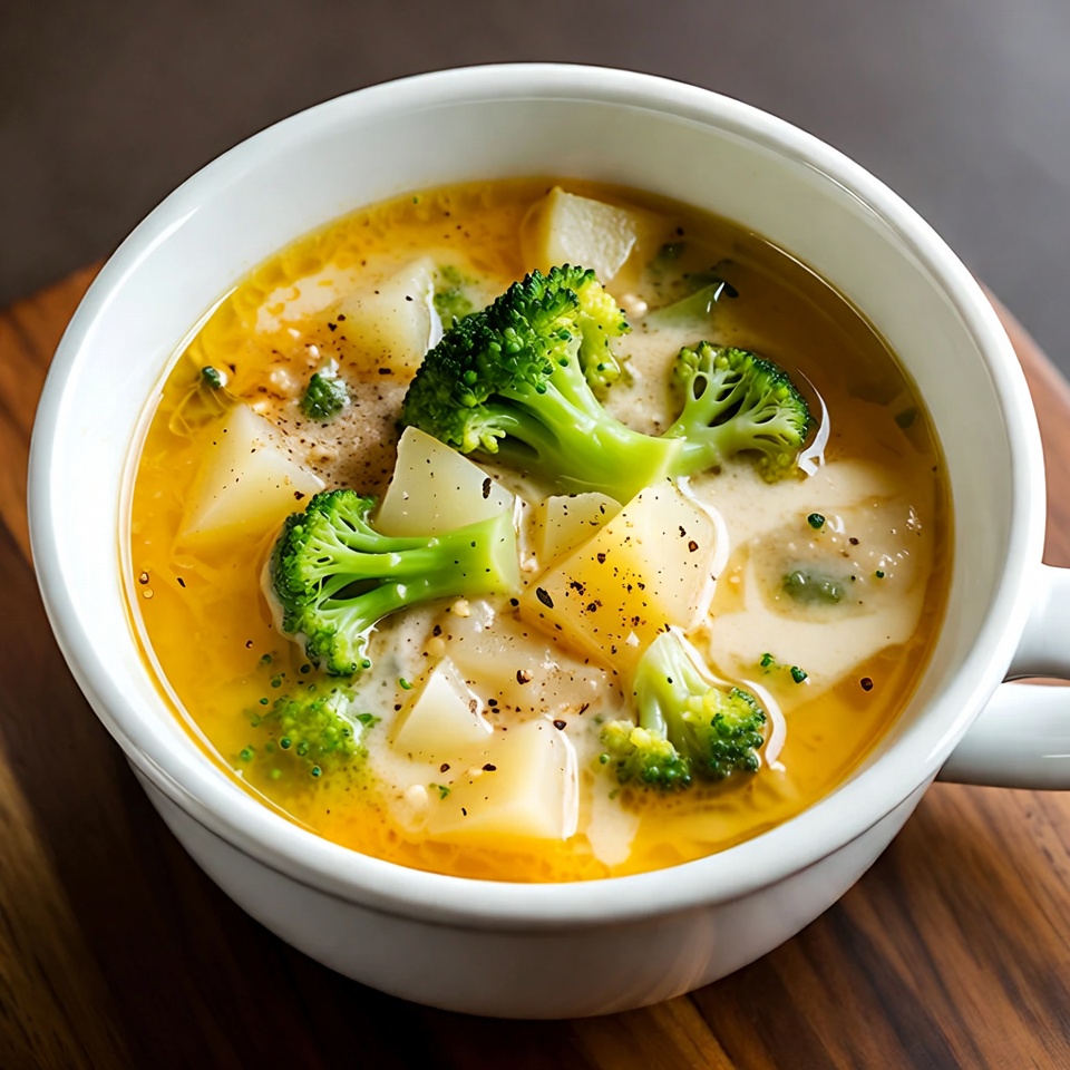 Creamy Cheddar Broccoli and Potato Soup final serving 