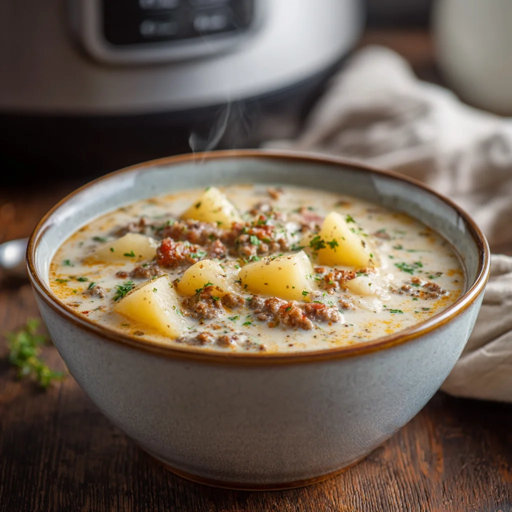 Crockpot Creamy Potato 4 Crockpot Creamy Potato & Hamburger Soup final serving