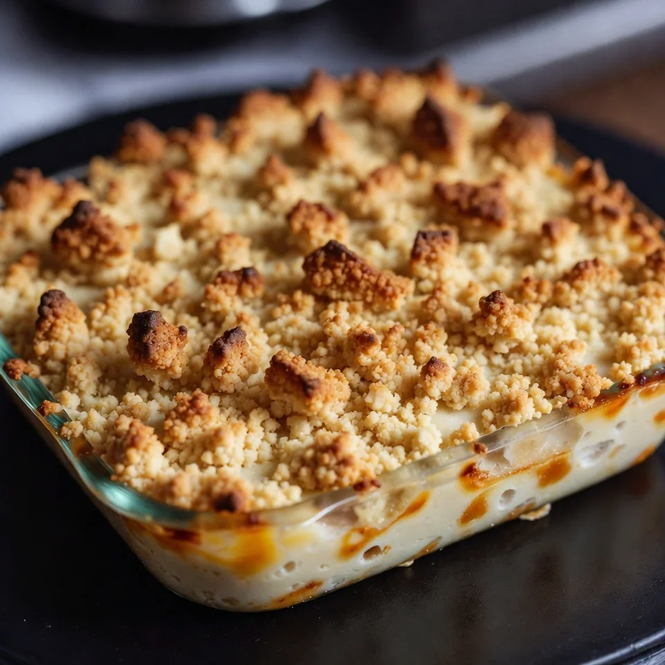 easy sweet potato casserole with streusel topping baked