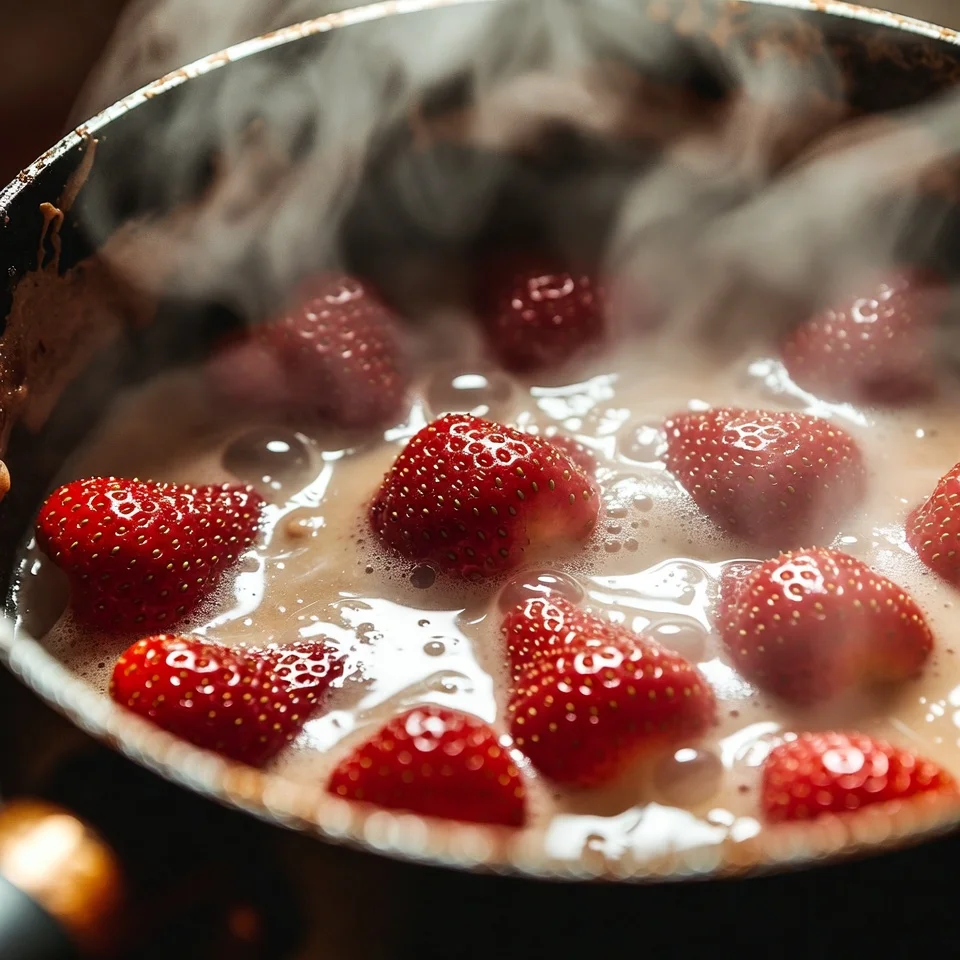 ook strawberries, sugar, and lemon juice until soft