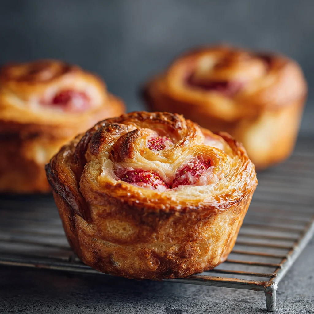 Final serving of vegan strawberry cruffins